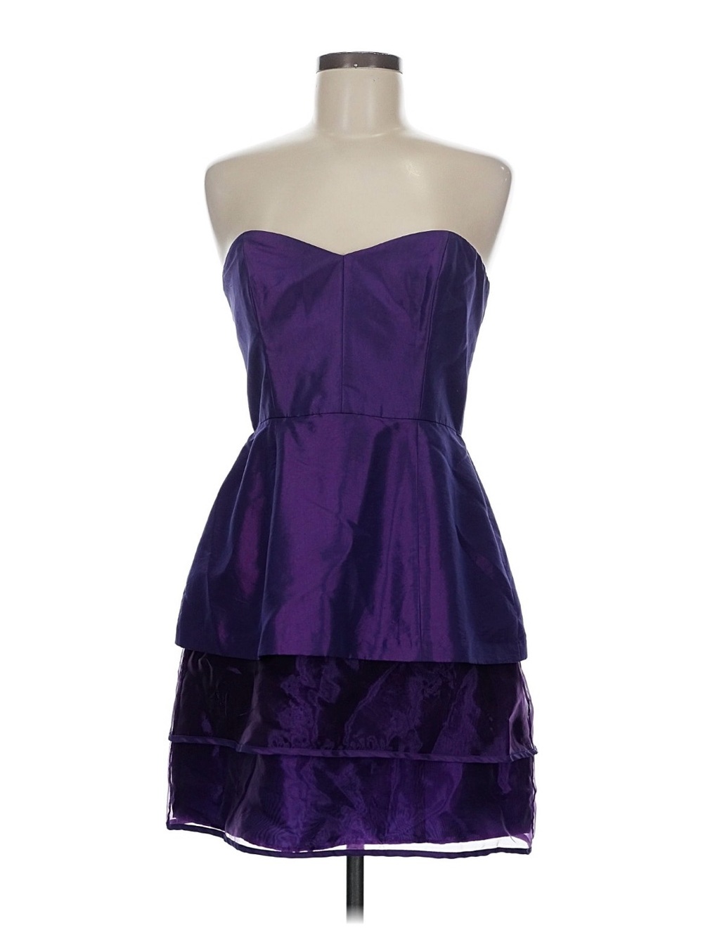 Laundry by Design Strapless Purple Peplum Tiered Cocktail Dress